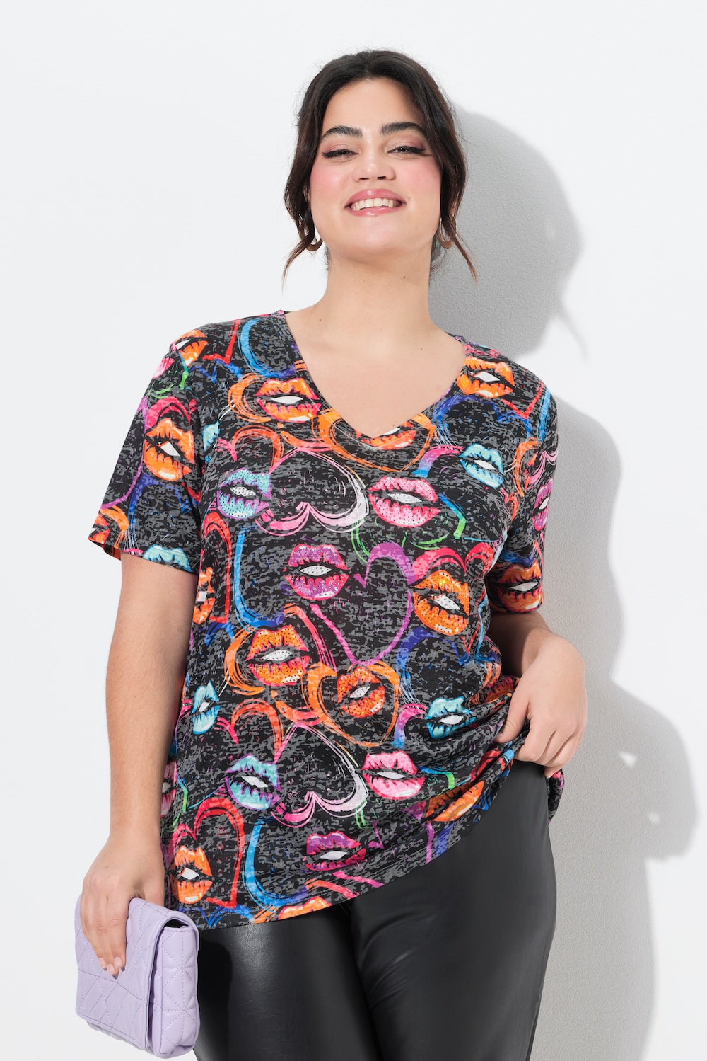 T-Shirt, Komfort Fit, Kussmund-Muster
