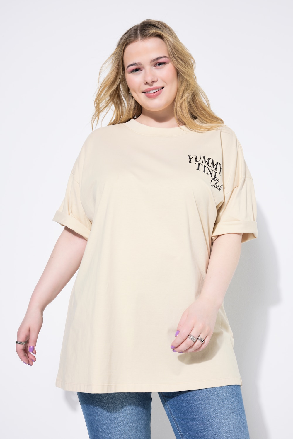Große Größen T-Shirt, Damen, beige, Größe: 50/52, Baumwolle, Studio Untold