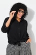 Overhemdblouse, linnenlook, A-lijn, overhemdkraag, 3/4-mouw