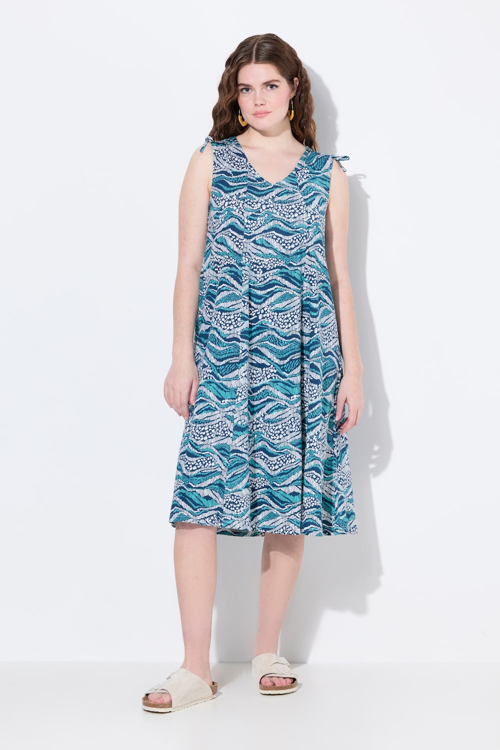 Große Größen Midikleid, Damen, türkis, Größe: 50/52, Baumwolle, Ulla Popken