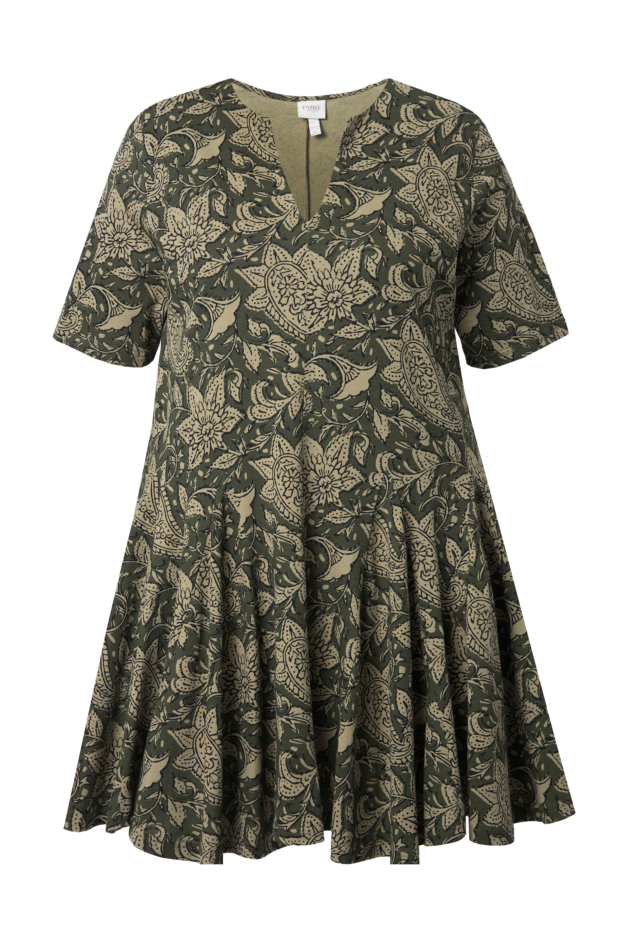 Ulla Popken Damen große Größen T Shirt Paisley Tunika Ausschnitt Halbarm