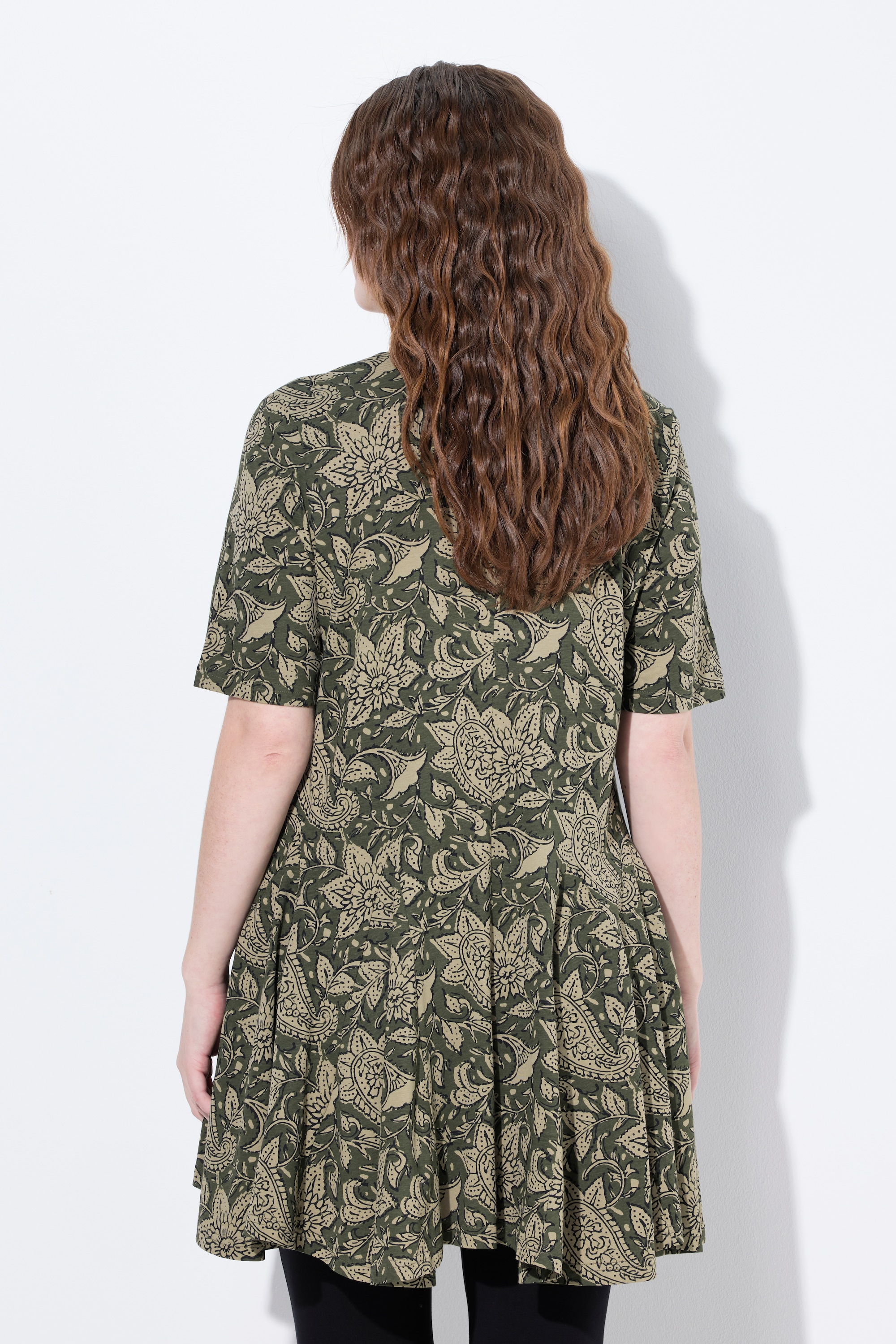 Ulla Popken Damen große Größen T Shirt Paisley Tunika Ausschnitt Halbarm