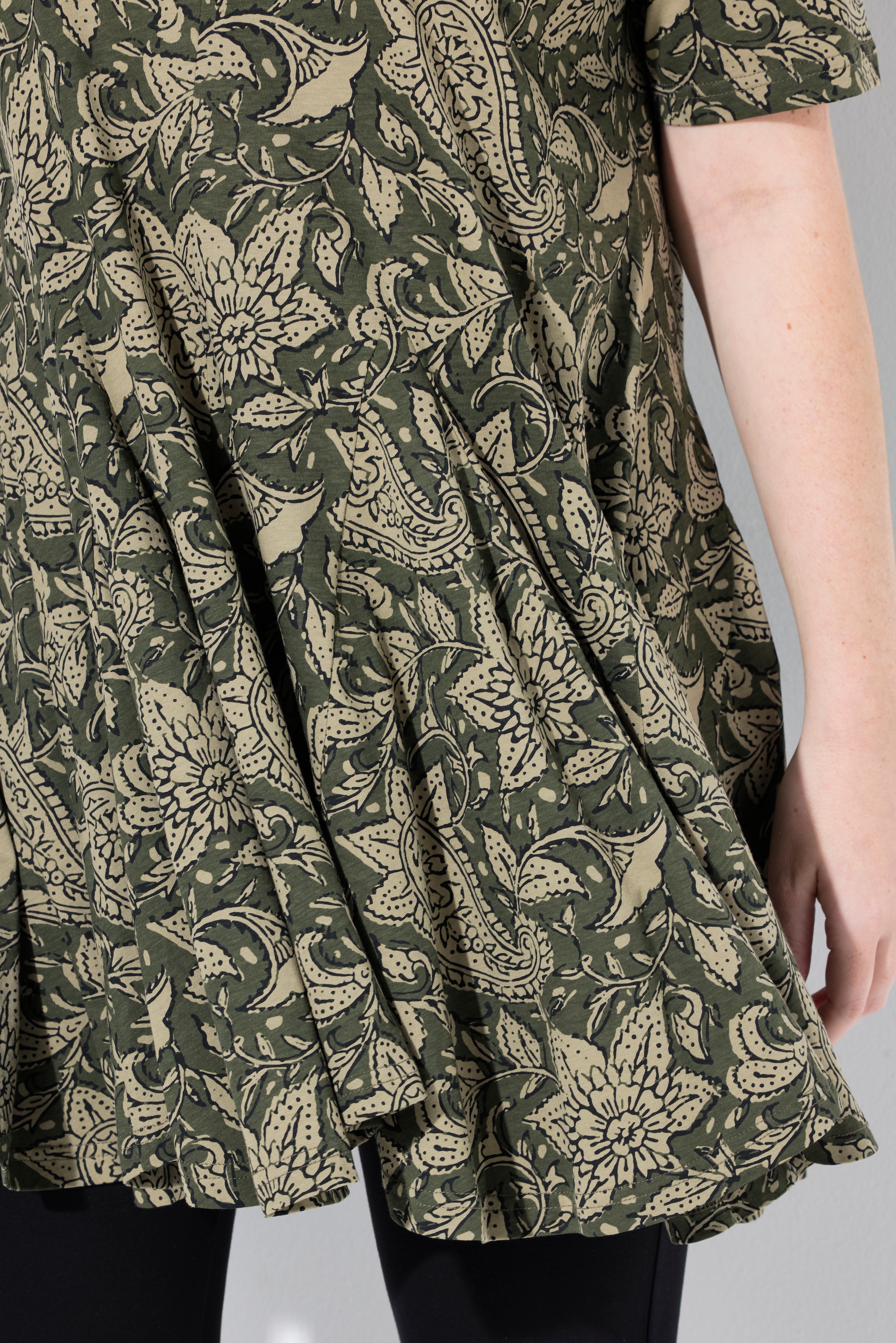 Ulla Popken Damen große Größen T Shirt Paisley Tunika Ausschnitt Halbarm