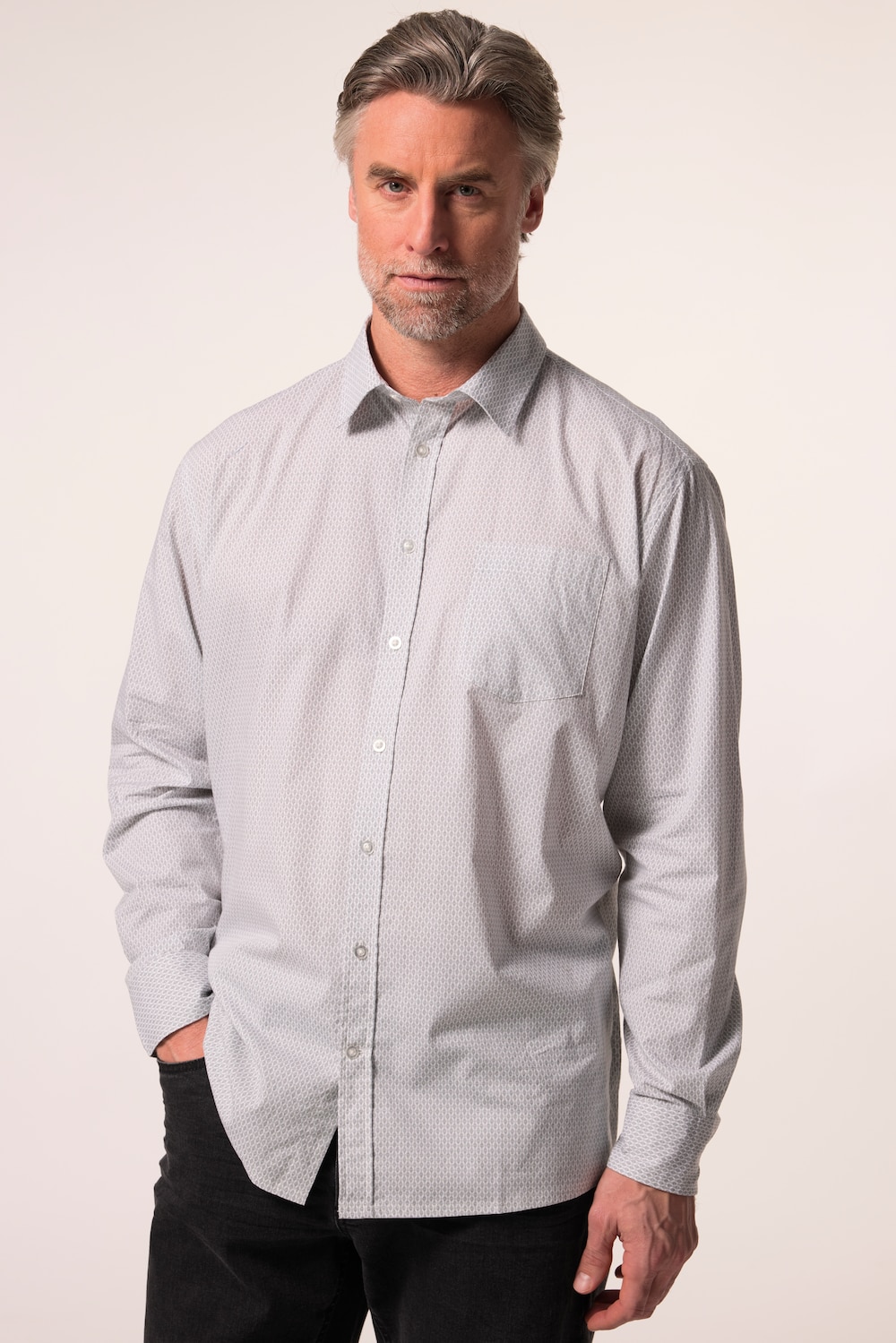 Boston Park overhemd, lange mouwen, minimalistische print, kentkraag, Comfort Fit, tot 8XL