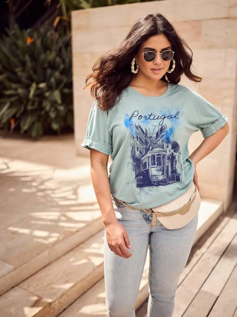 T-shirt, Portugal, oversized, ronde hals, korte mouwen