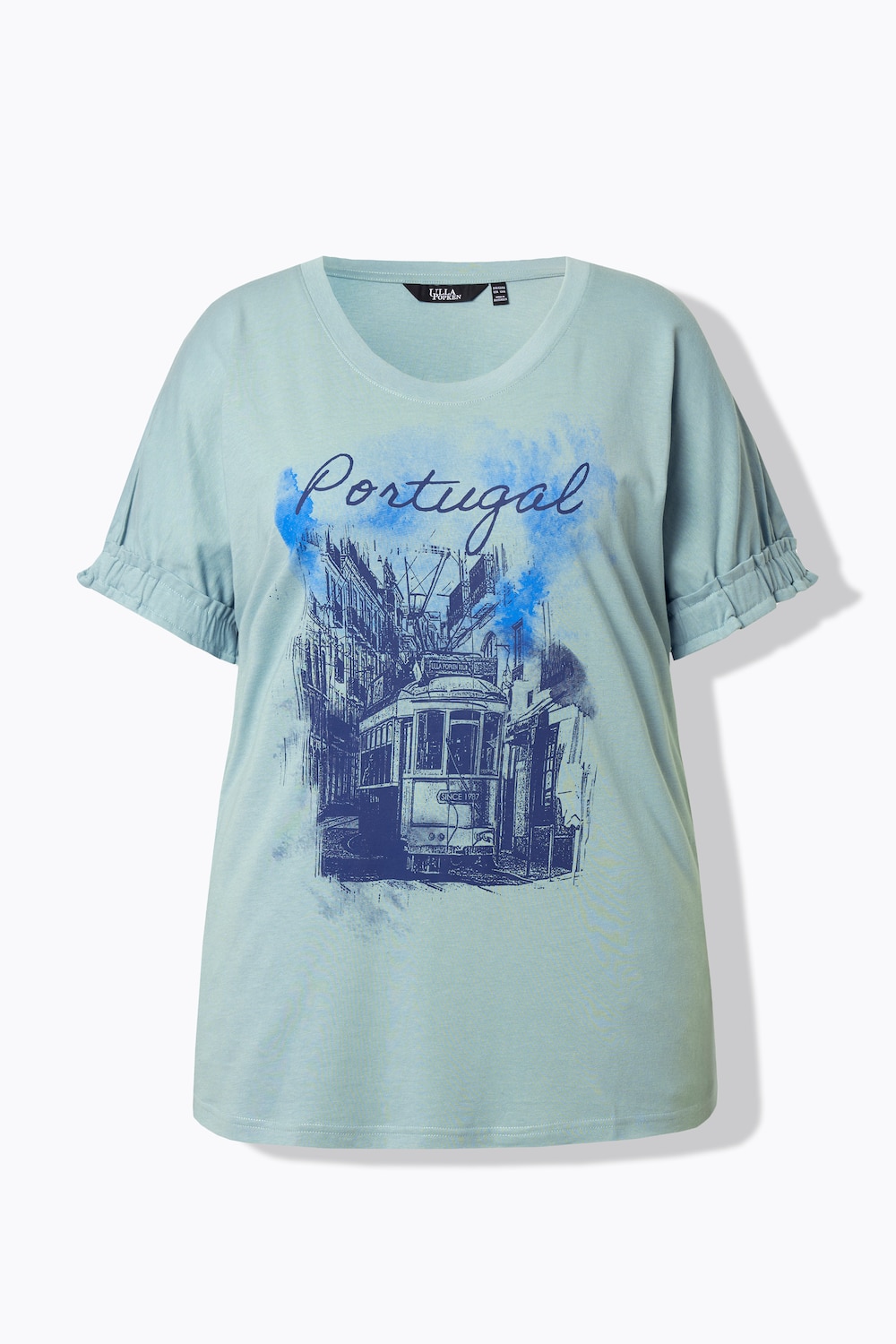Stora storlekar T-shirt, Dam, turkos, storlek: 46/48, Syntetfibrer/Bomull, Ulla Popken