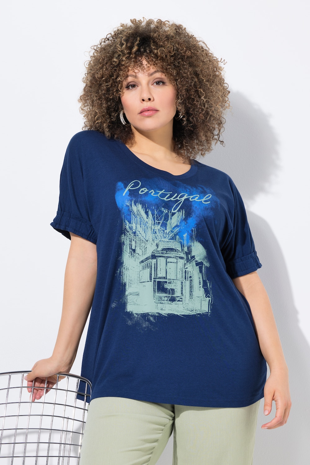 Große Größen T-Shirt, Damen, blau, Größe: 46/48, Baumwolle/Synthetische Fasern, Ulla Popken