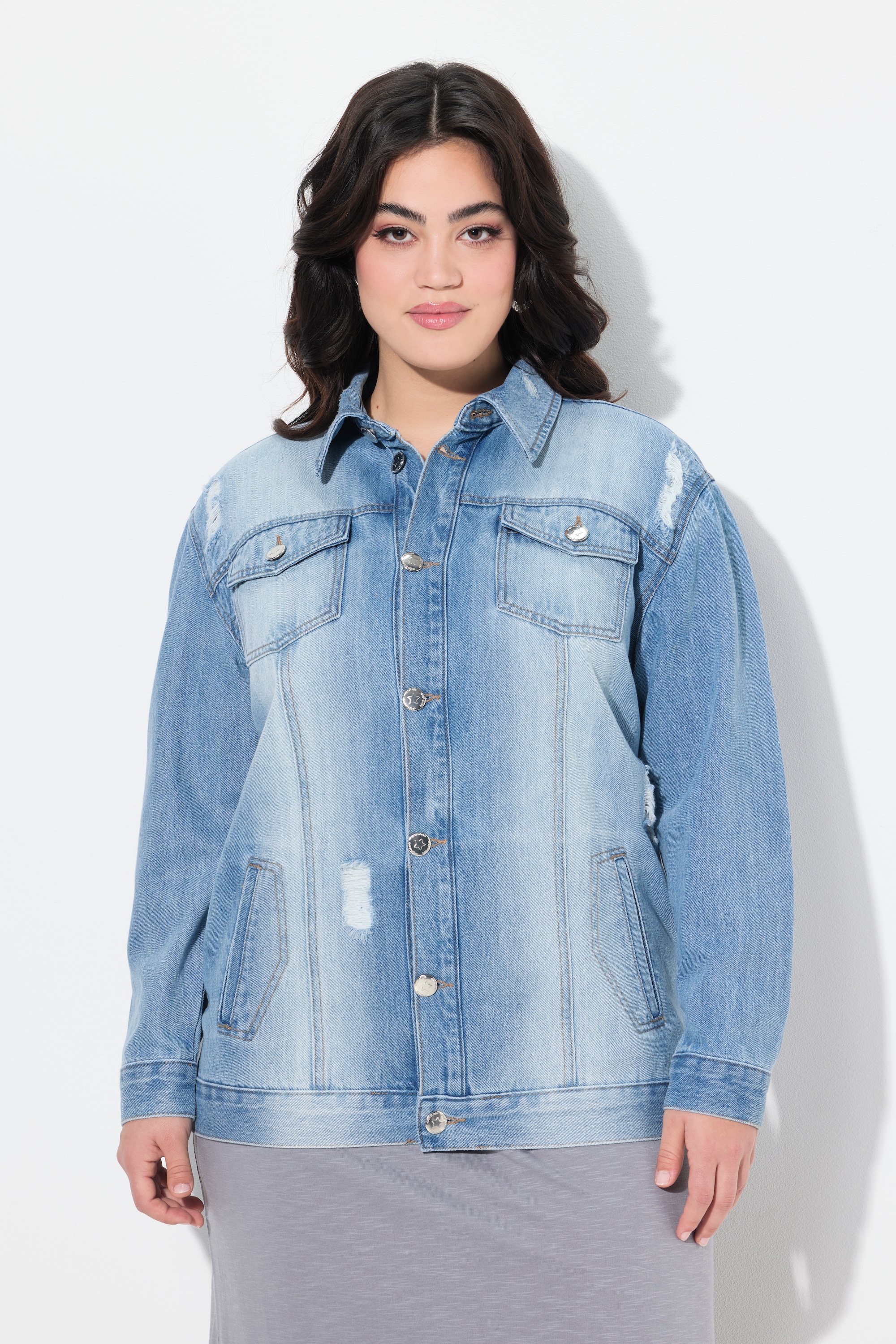 Angel of Style Damen große Größen Jeansjacke oversized Glitzer Totenkopf 840660