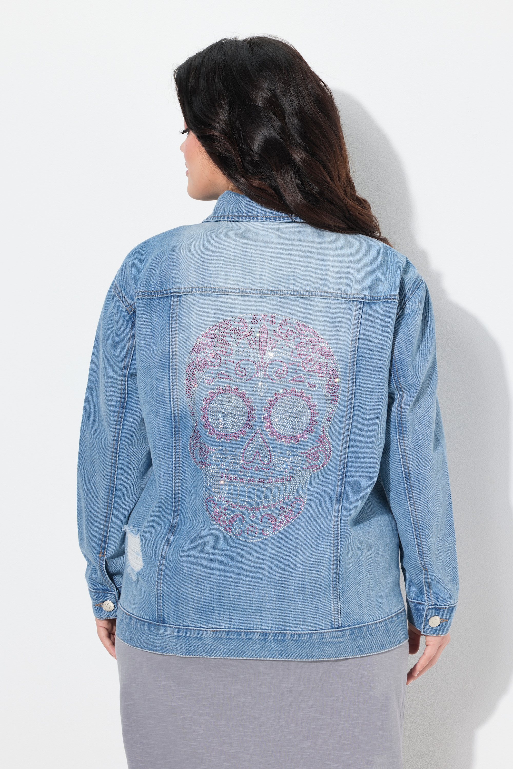 Angel of Style Damen große Größen Jeansjacke oversized Glitzer Totenkopf 840660