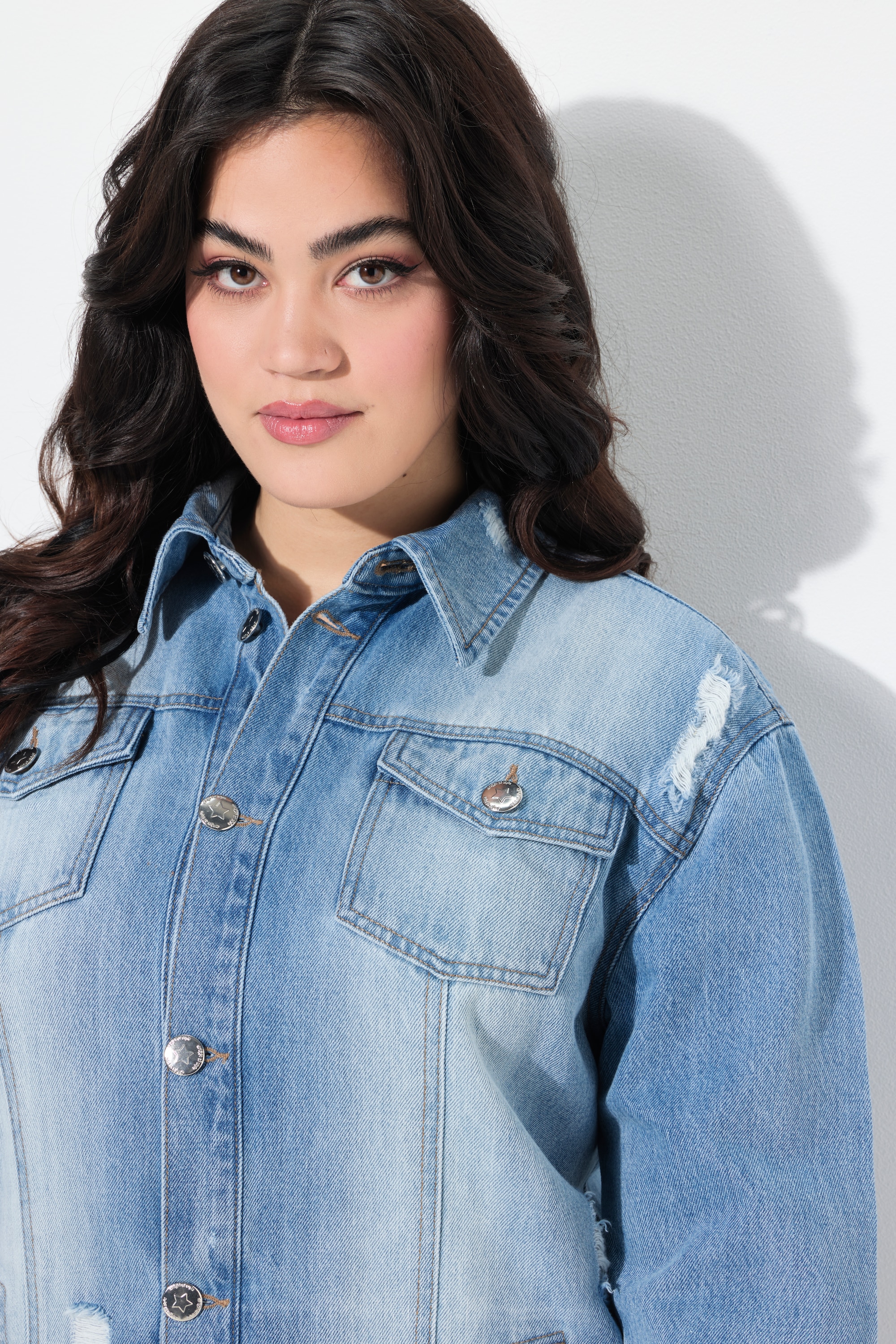 Angel of Style Damen große Größen Jeansjacke oversized Glitzer Totenkopf 840660