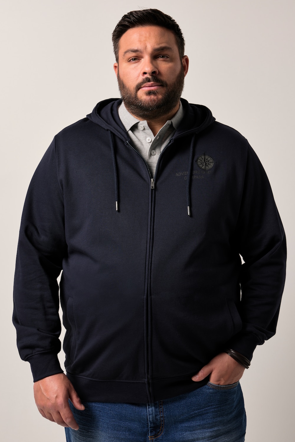 Men+ Kapuzen-Sweatjacke, Print, bis 8 XL
