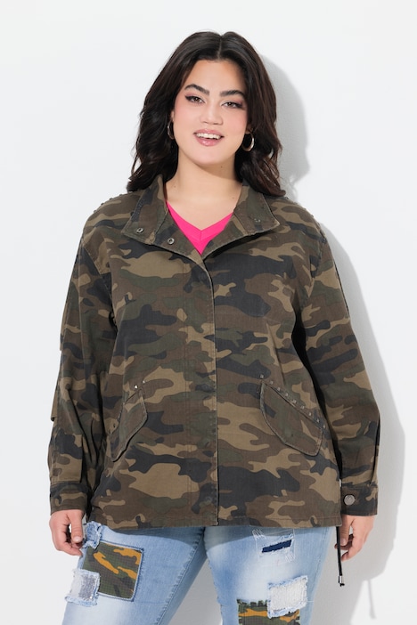 Jas, boxy fit, camouflage, bindband aan de zoom