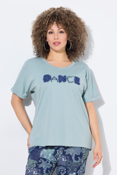 T-Shirt, Schriftmotiv, Oversized, Rundhals, Halbarm