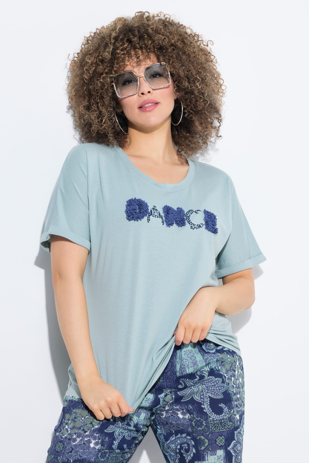 T-Shirt, Schriftmotiv, Oversized, Rundhals, Halbarm