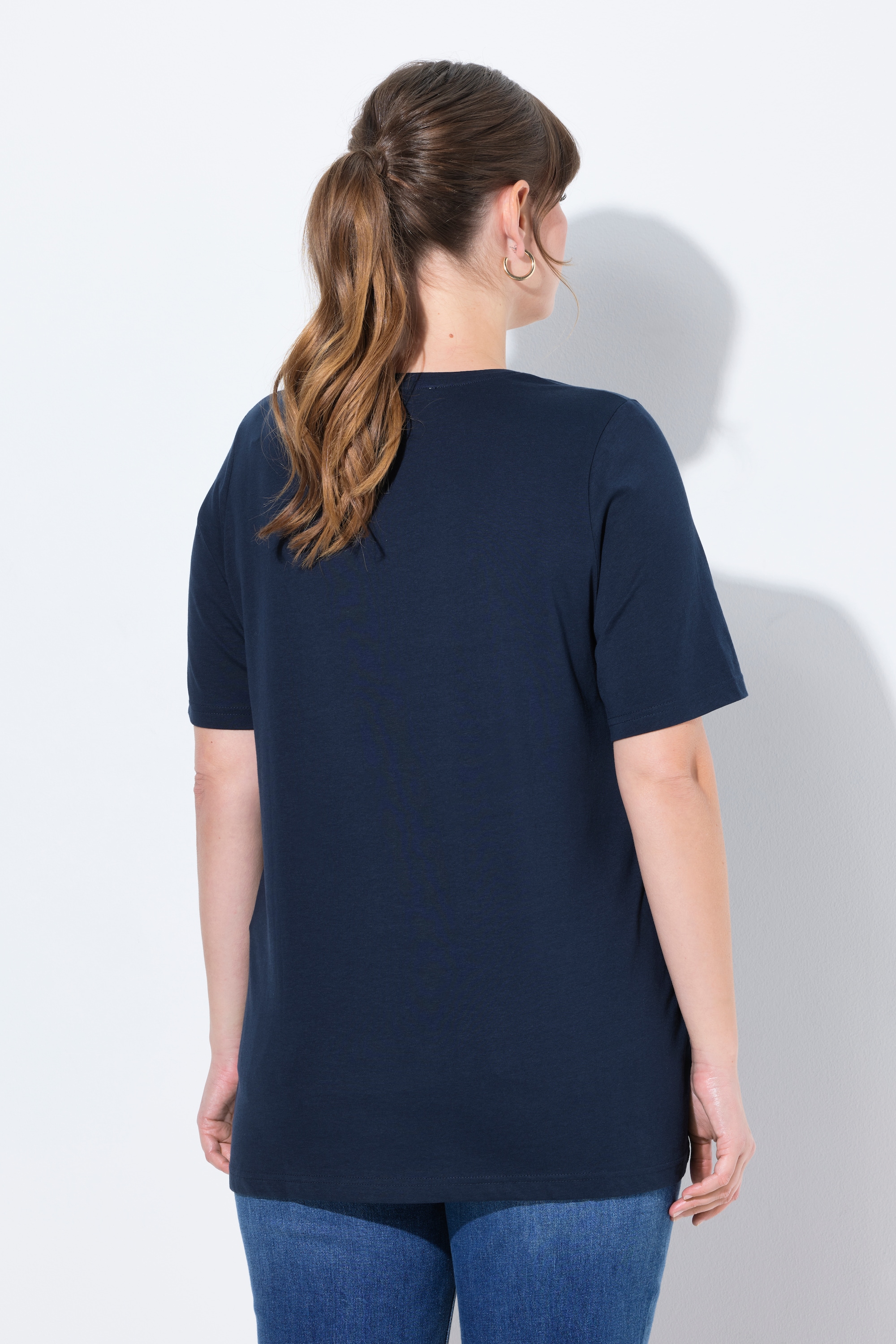 Ulla Popken Damen große Größen T Shirt 2er Pack V Ausschnitt Halbarm