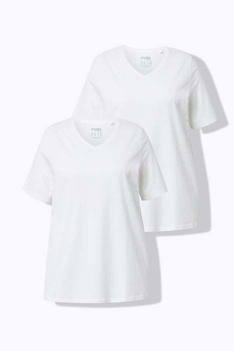 T-shirt, lot de 2, col en V, manches courtes, coton bio