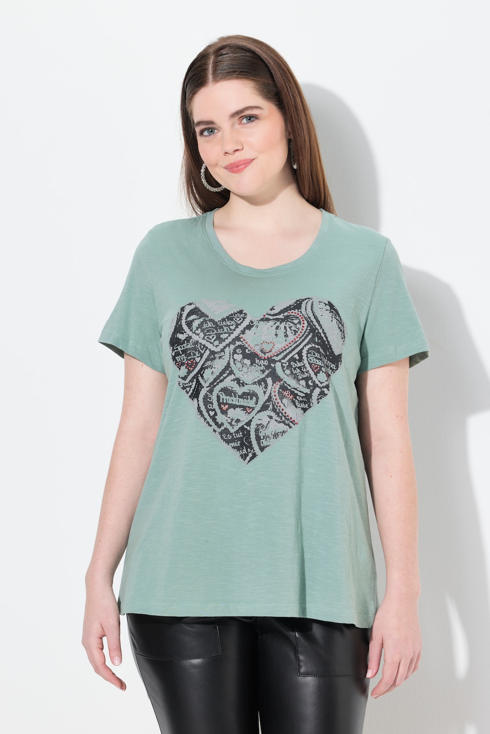 Große Größen T-Shirt, Damen, türkis, Größe: 42/44, Baumwolle/Polyester, Ulla Popken