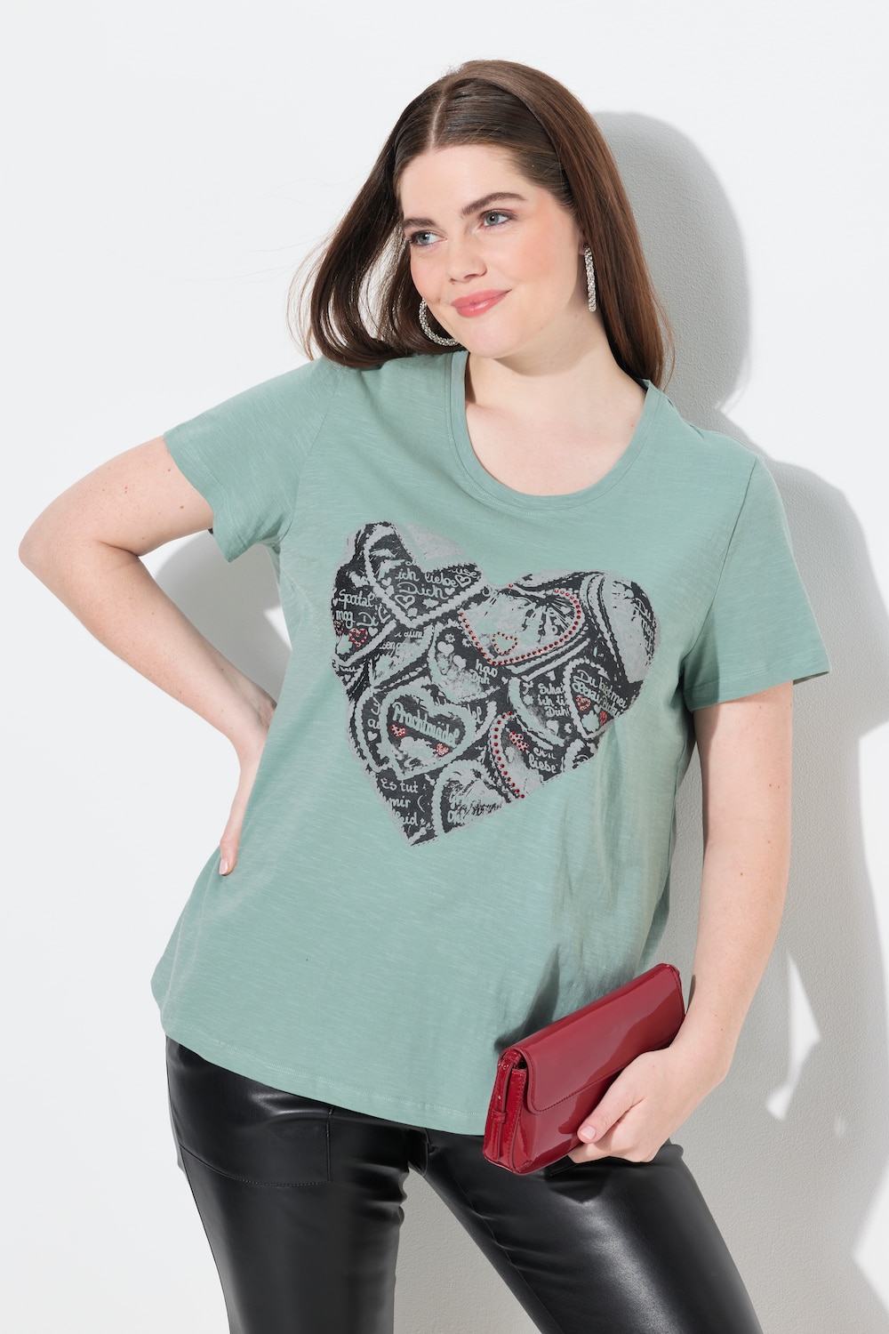 Große Größen T-Shirt, Damen, türkis, Größe: 42/44, Baumwolle, Ulla Popken