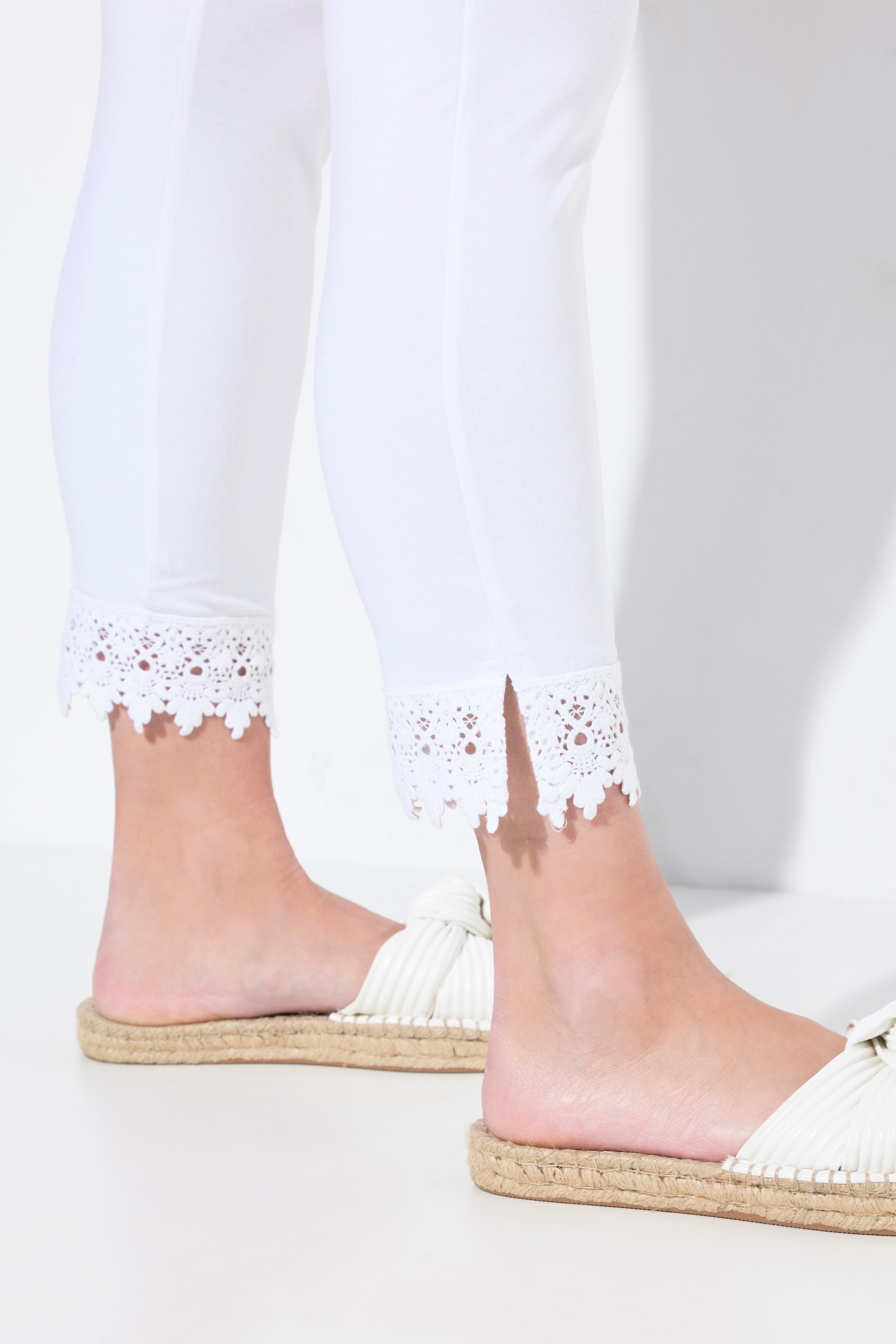 Ulla Popken Damen große Größen 7 8 Leggings 2er Pack Spitzensaum