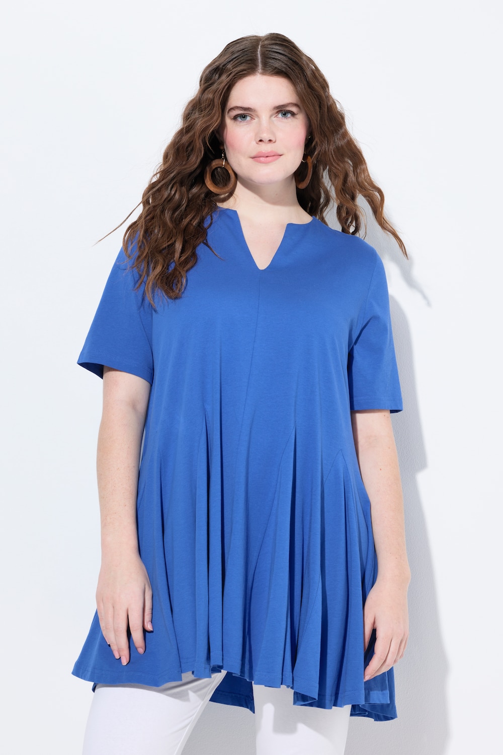 T-Shirt, A-Linie, Tunika-Ausschnitt, Halbarm, Biobaumwolle