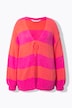 Strickjacke, oversized, Blockstreifen, Bindeband