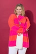 Strickjacke, oversized, Blockstreifen, Bindeband