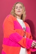 Strickjacke, oversized, Blockstreifen, Bindeband