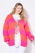 Strickjacke, oversized, Blockstreifen, Bindeband