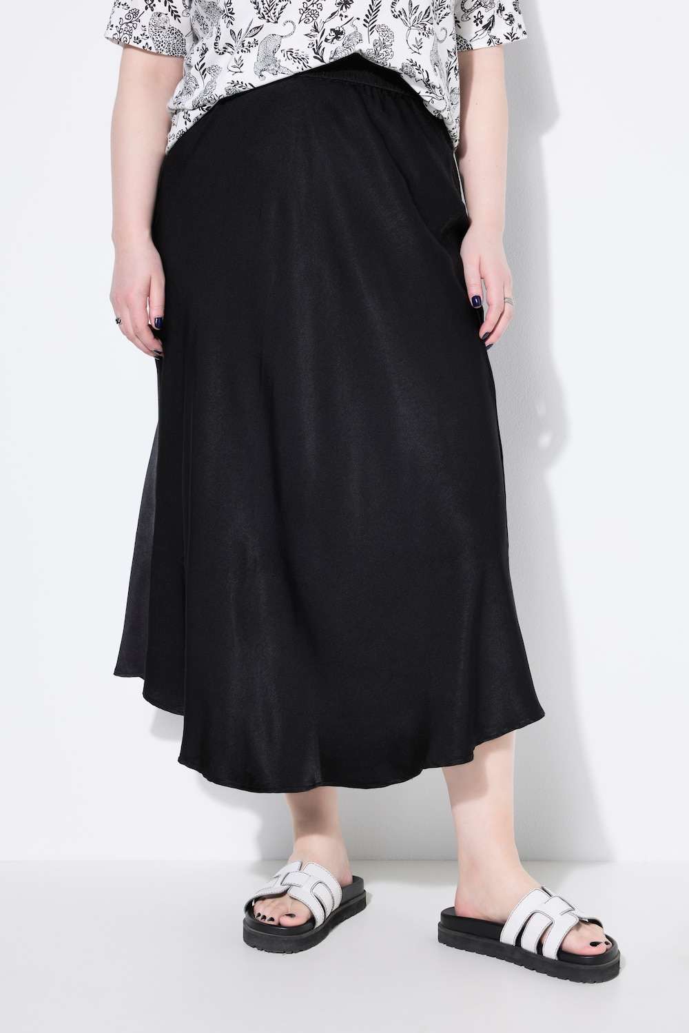 Große Größen Midirock, Damen, schwarz, Größe: 46/48, Polyester, Studio Untold