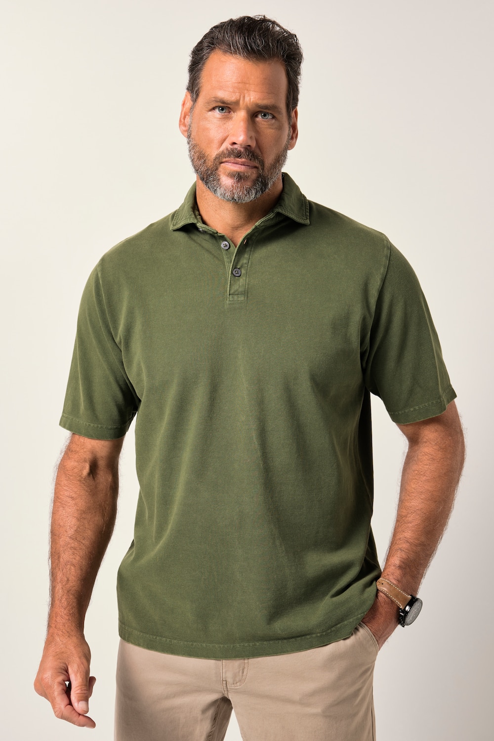 JP1880 poloshirt, korte mouwen, piquÃ©, haaienkraag, vintage look, tot 8XL
