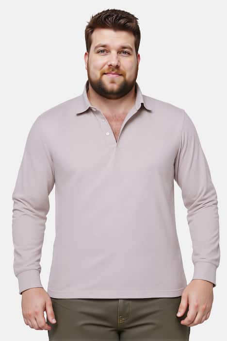 Boston Park Langarm-Poloshirt, Melange-Piqué, bis 84/86