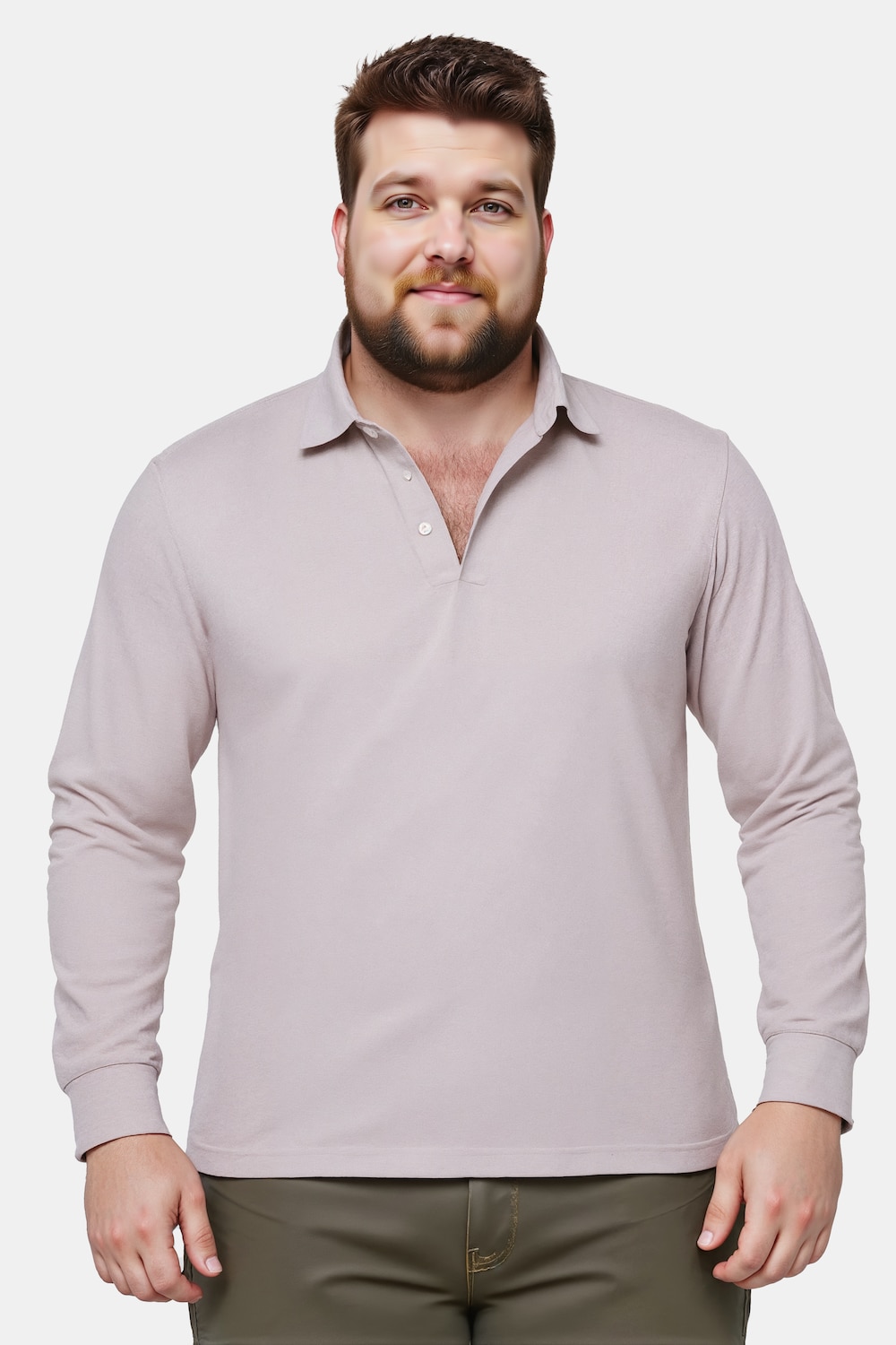 Boston Park Langarm-Poloshirt, Melange-Piqué, bis 84/86