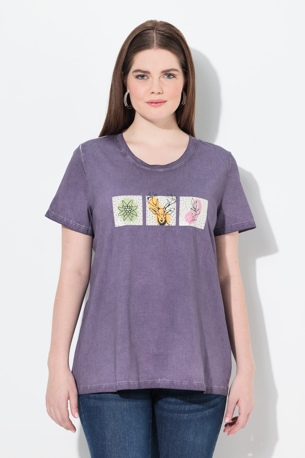 Große Größen T-Shirt, Damen, grau, Größe: 46/48, Baumwolle, Ulla Popken