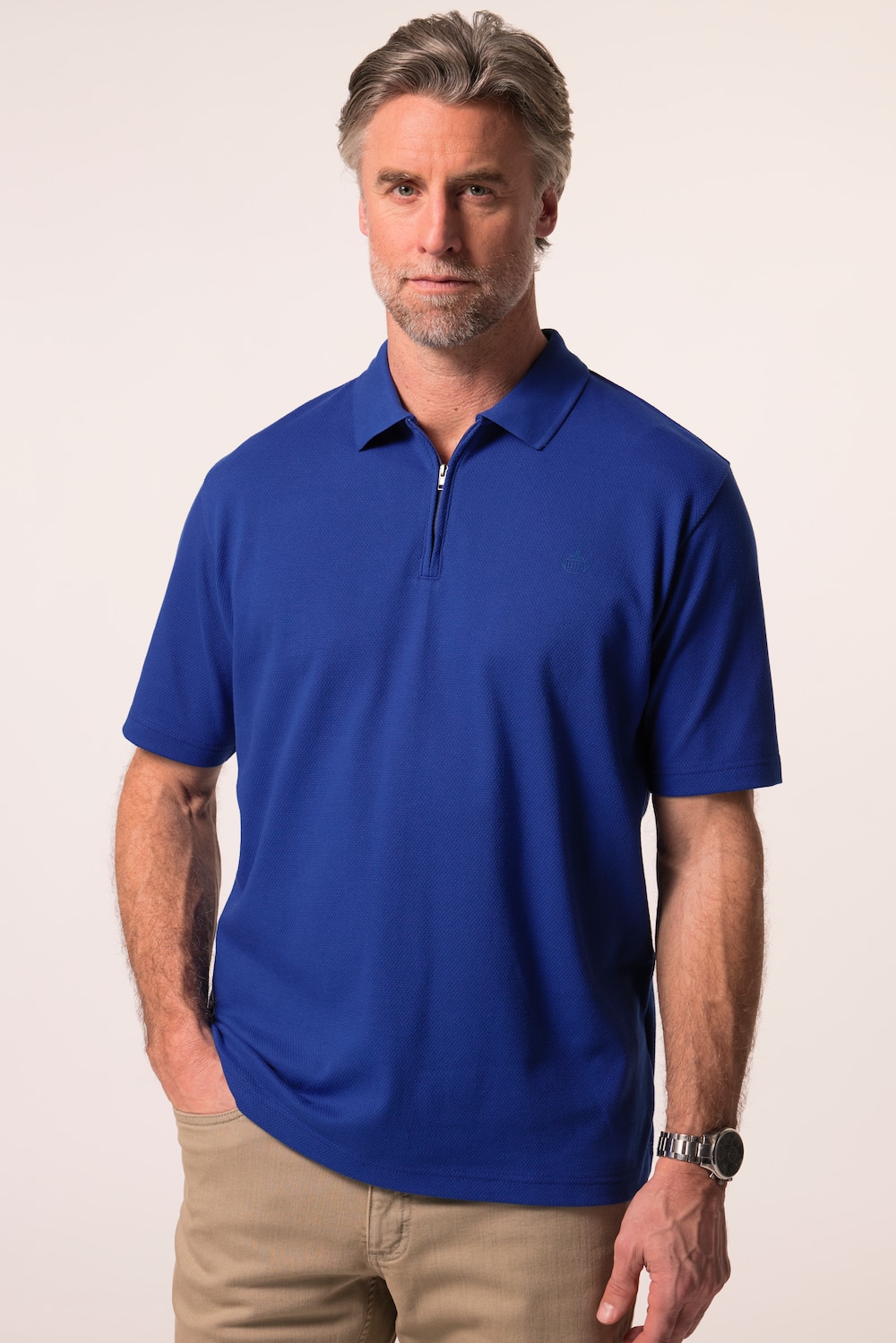 Boston Park Poloshirt, Halbarm, Piqué, Struktur, Zipper, bis 84/86