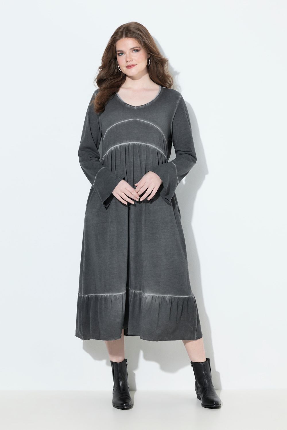 Große Größen Midikleid, Damen, grau, Größe: 42/44, Baumwolle/Synthetische Fasern, Ulla Popken