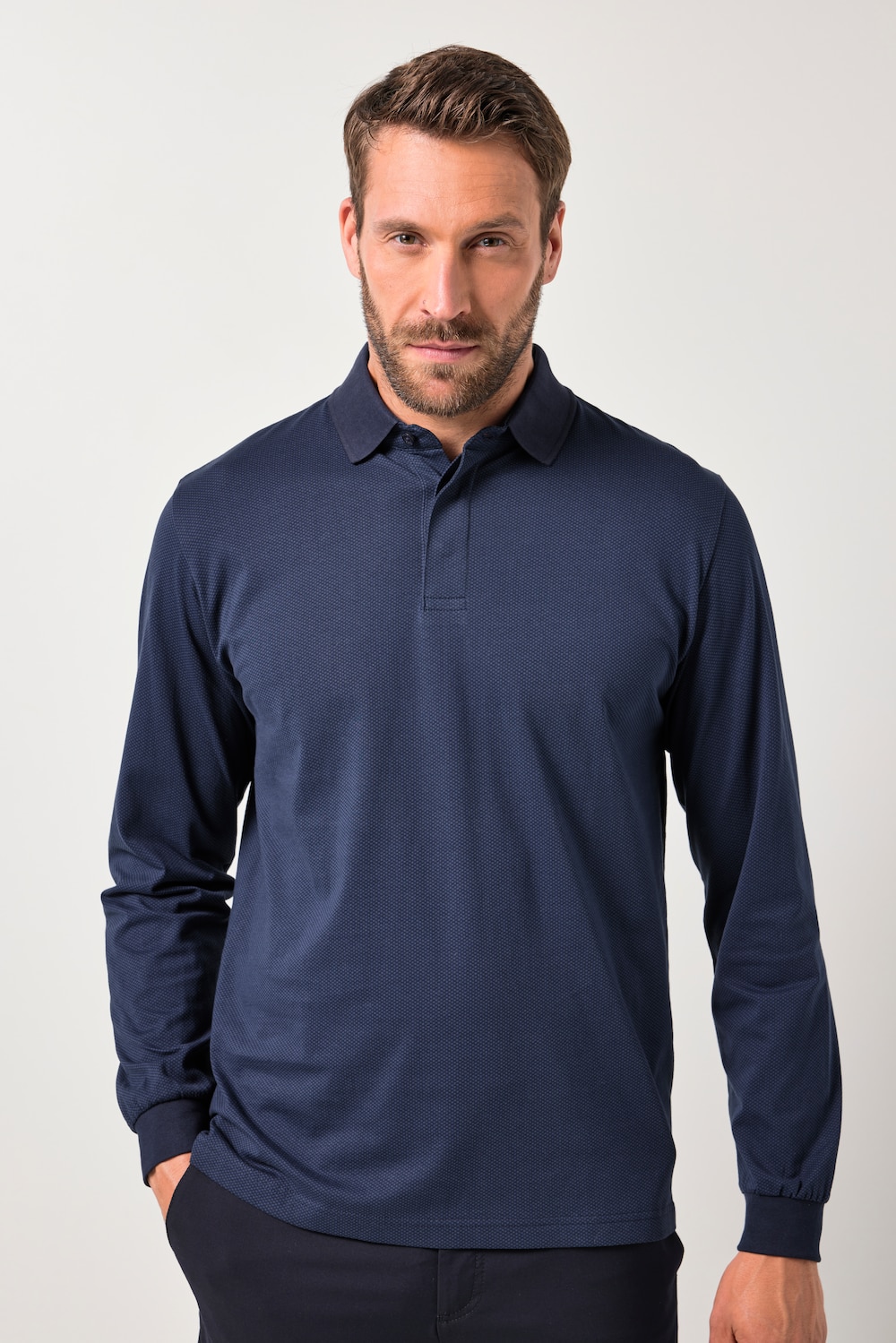 JP1880 Poloskjorte, Business, langermet, allover-trykk, opptil 8 XL