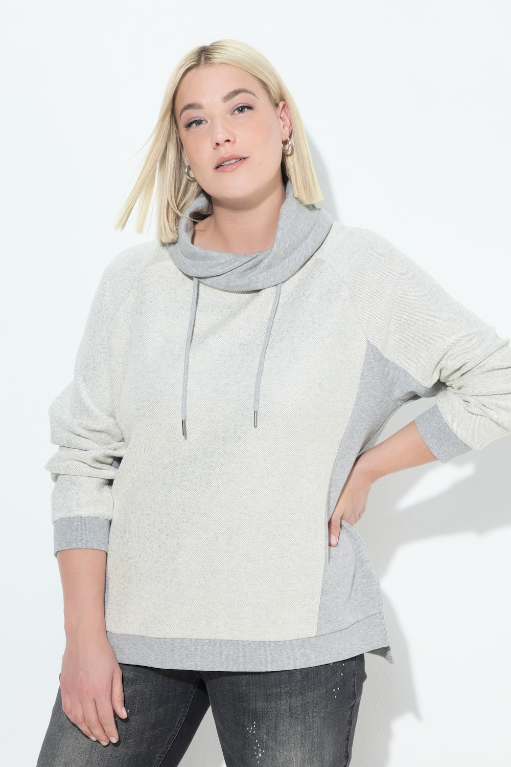 Sweatshirt, Glitzereffekt, Stehkragen, Langarm
