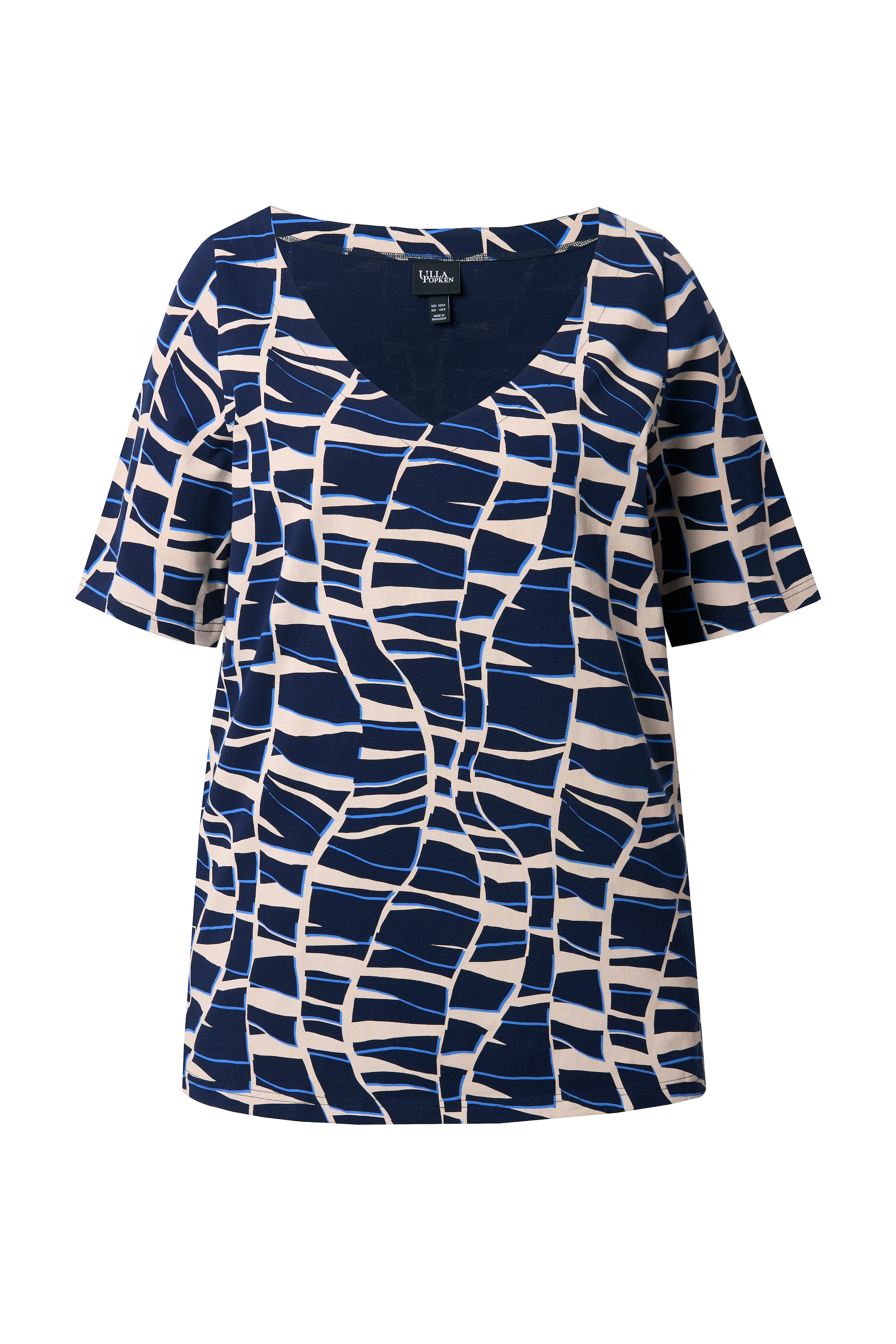 Ulla Popken Damen große Größen T Shirt A Linie V Ausschnitt Halbarm 840701