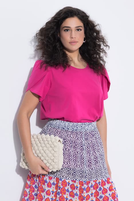 T-Shirt, A-Linie, Rundhals, Lagenoptik-Halbarm