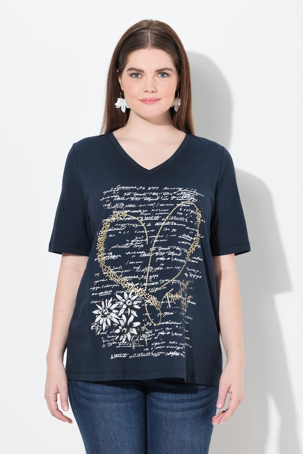 Thumbnail - Große Größen T-Shirt, Damen, blau, Größe: 42/44, Baumwolle, Ulla Popken