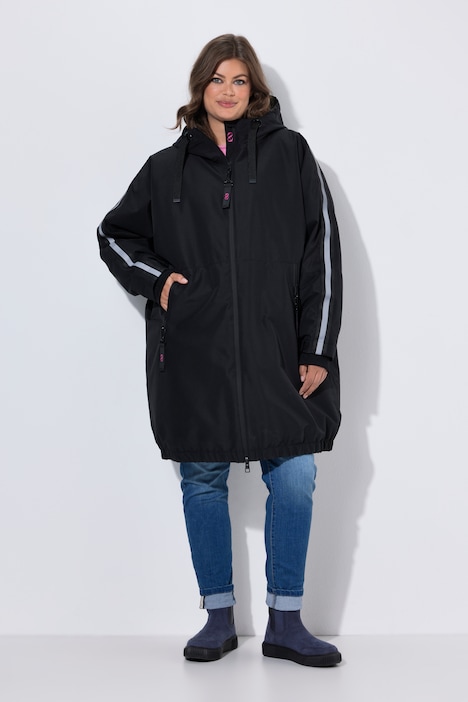 Funktionsjacke, oversized, Steppfutter, Kapuze, 2-Wege-Zipper