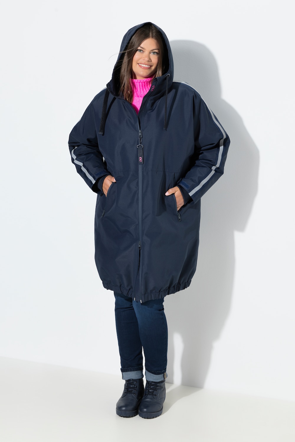 Funktionel jakke, oversize, quiltet for, hætte, 2-vejs-lynlås