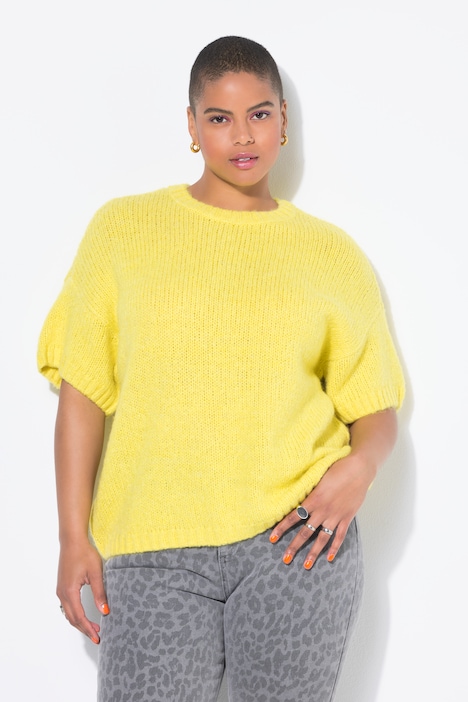 Pullover, Oversize Shape, Fancy-Strick, Halbarm