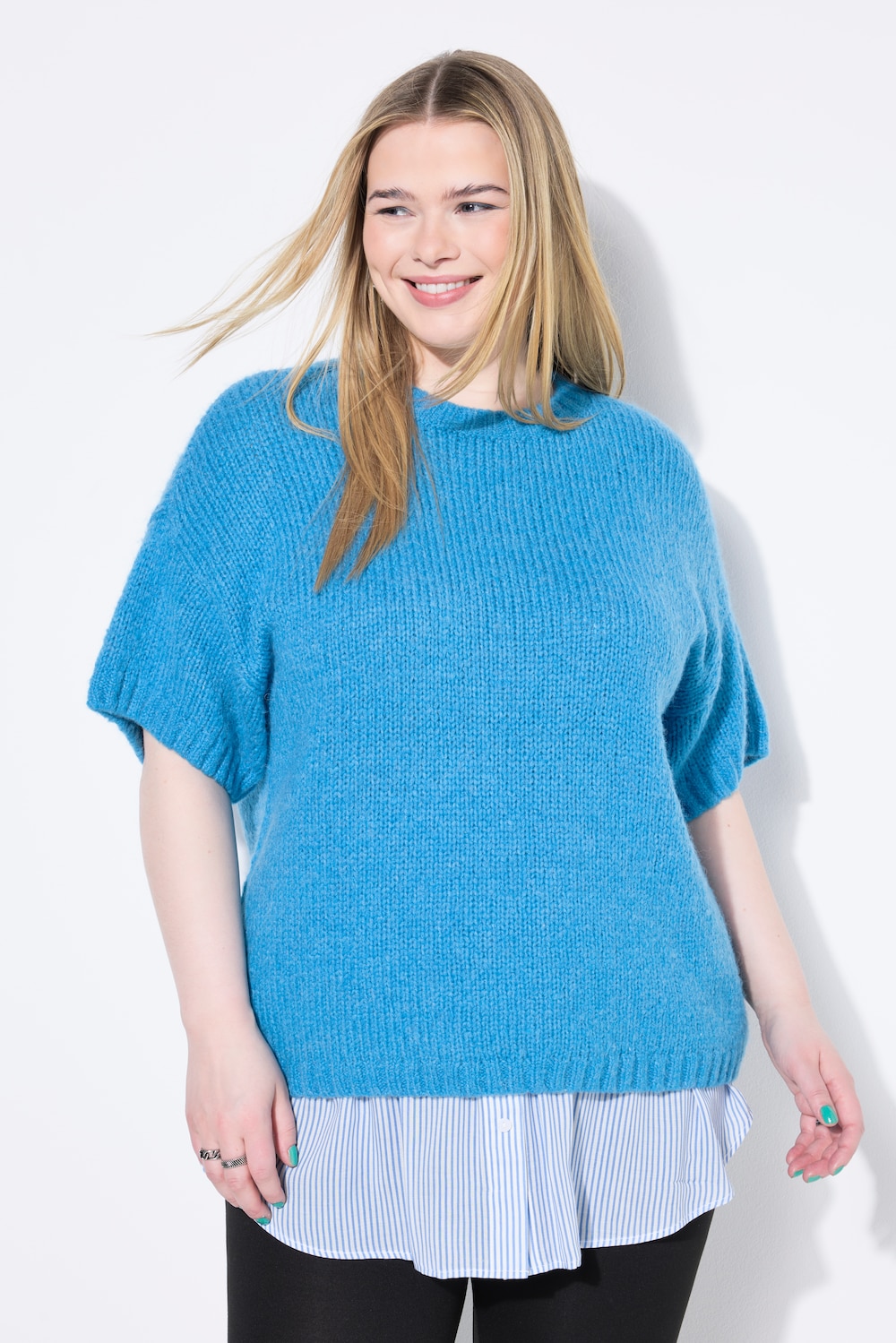 Pullover, Oversize Shape, Fancy-Strick, Halbarm