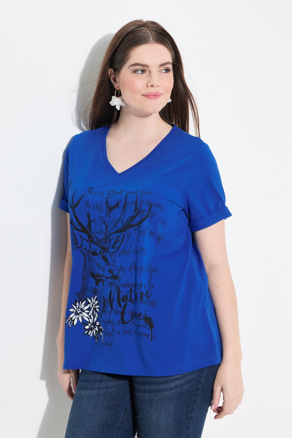 T-shirt, traditioneel motief, classic, V-hals, korte mouw