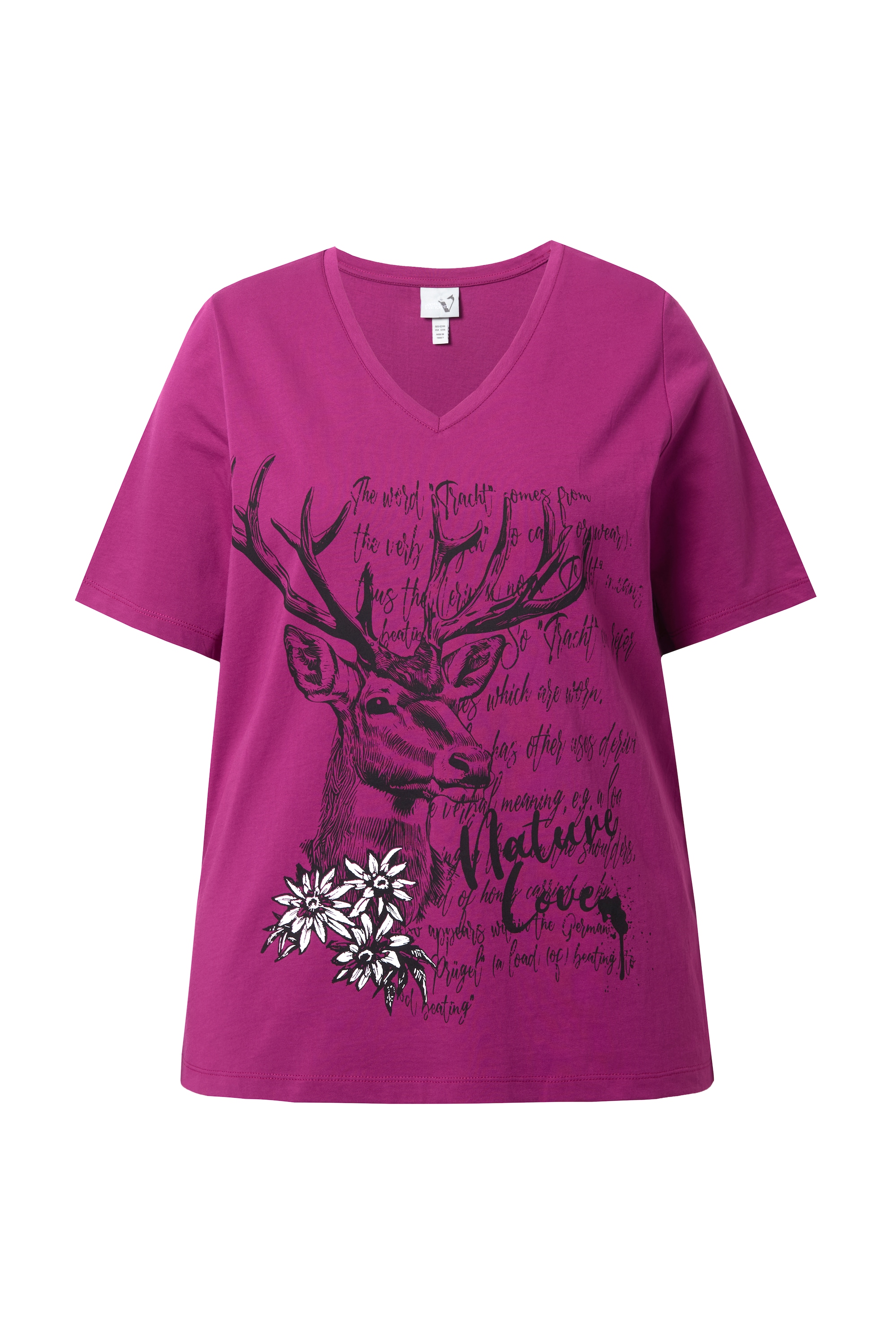 Ulla Popken Damen große Größen T Shirt Trachtenmotiv Classic V Ausschnitt