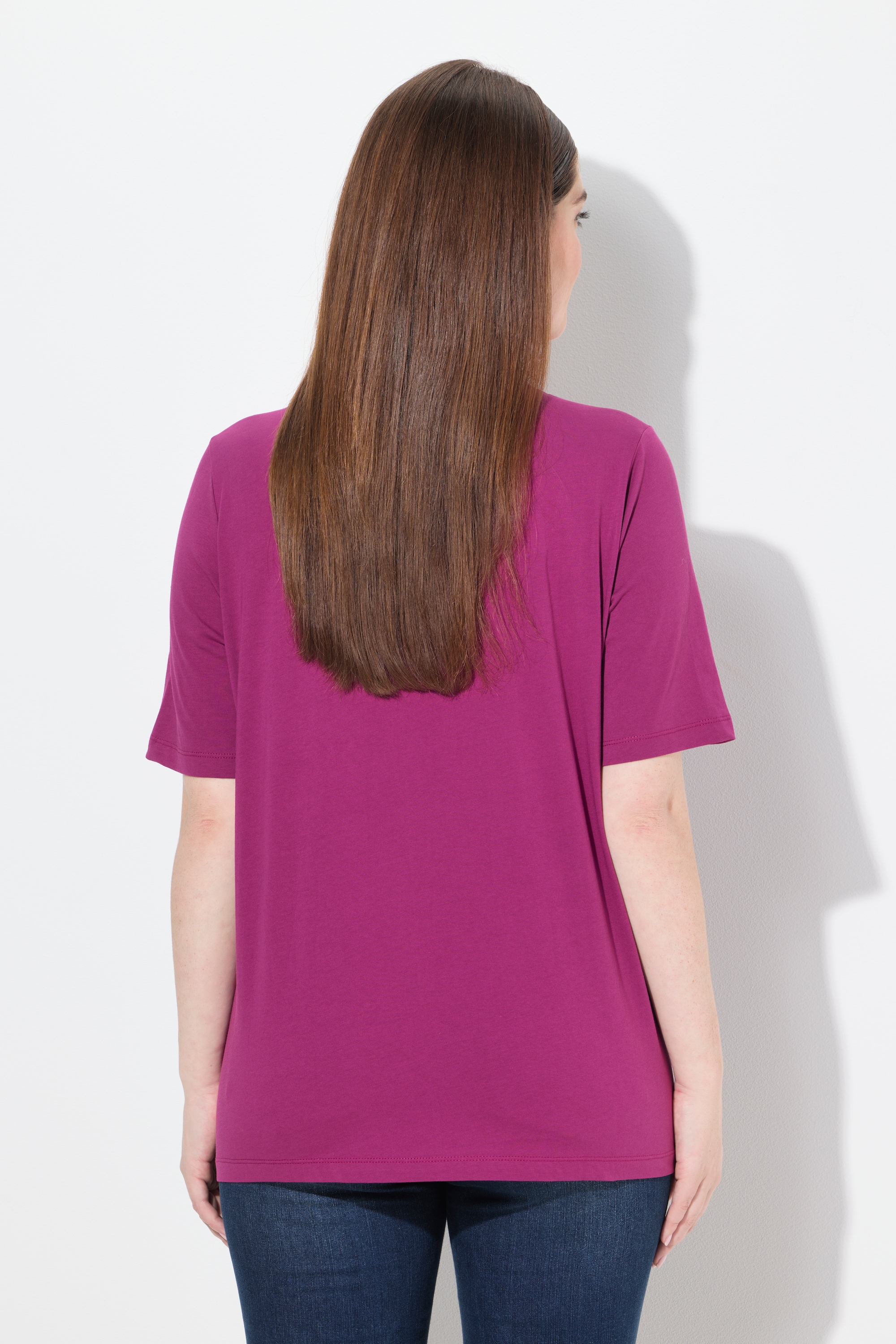 Ulla Popken Damen große Größen T Shirt Trachtenmotiv Classic V Ausschnitt