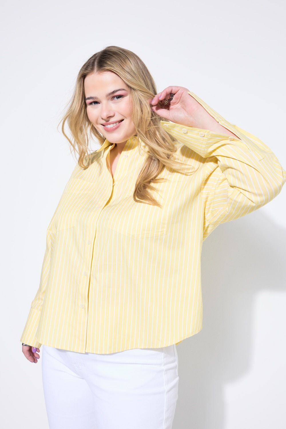Hemdbluse, oversized, Streifen