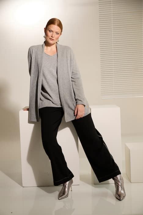 Kardigan, kołnierz szalowy, długi rękaw, wełna