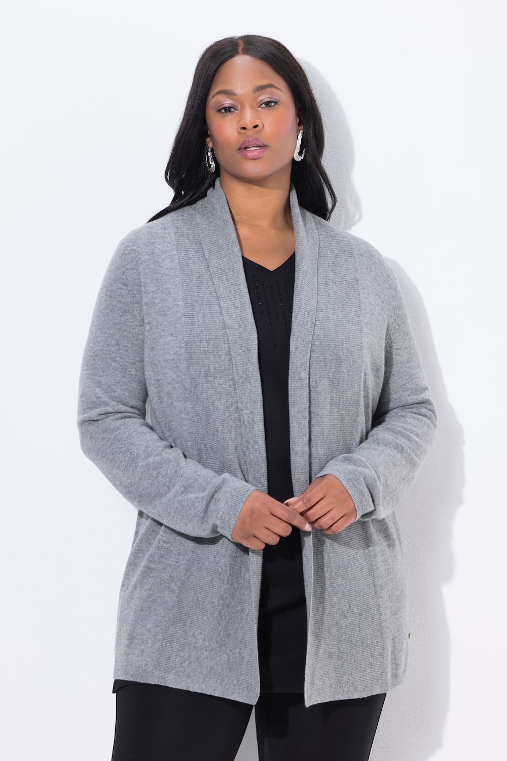 Große Größen Strickjacke, Damen, grau, Größe: 46/48, Wolle, Ulla Popken